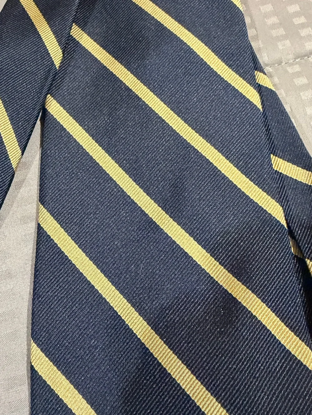 Jos. A. Bank Navy Tie with Yellow Diagonal Stripes